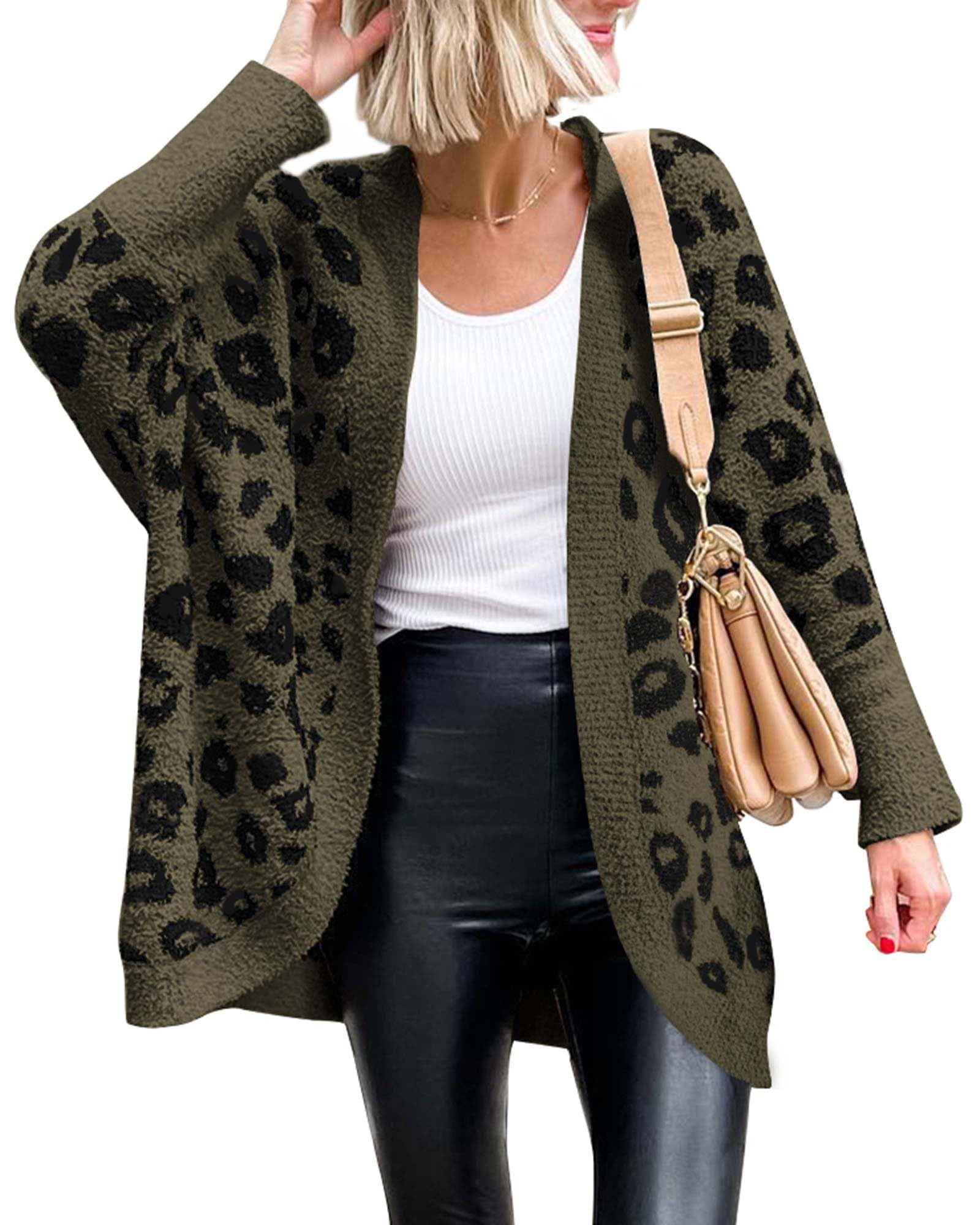 ✨Women's Leopard Print Long Sleeve Cardigan Jacket