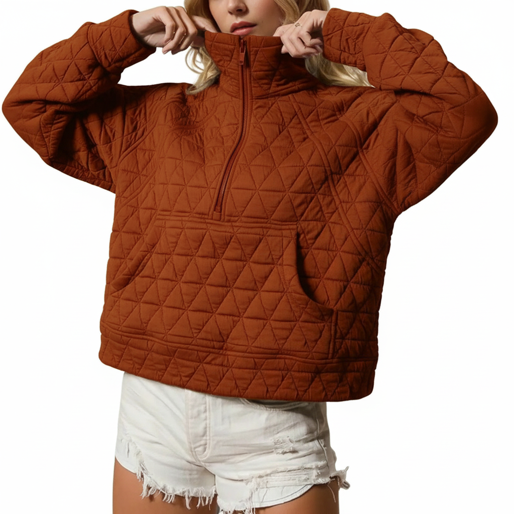 Women's Half-Zip Quilted Jacket Pullover (Buy 2 Free Shipping)