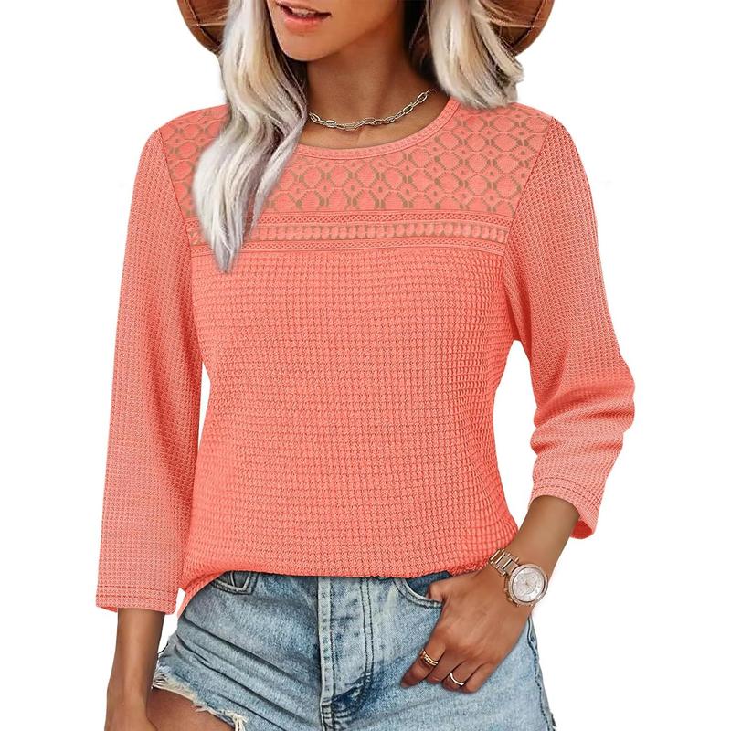 Women Blouses Dressy Casual 3/4 Length Sleeve Tops