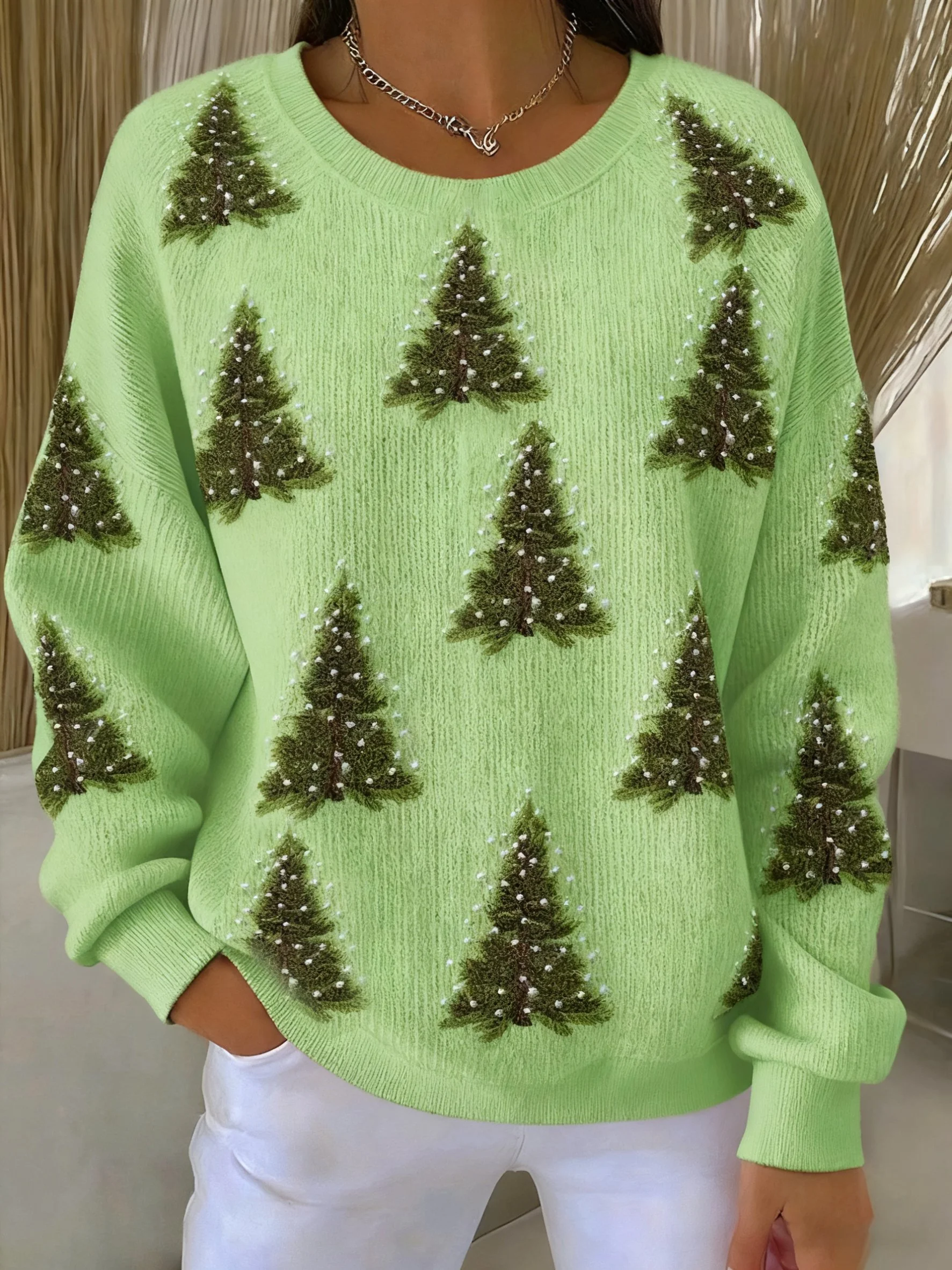 Women's Christmas Tree Texture Sweatshirt