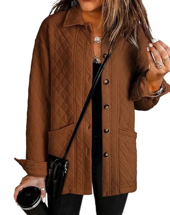 ✨Women's  Casual Button Down Long Sleeve Quilted Jackets (Buy 2 Free Shipping)