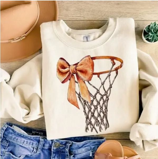 Basketball Hoop Bow Sweatshirt (Buy 2 Free Shipping)