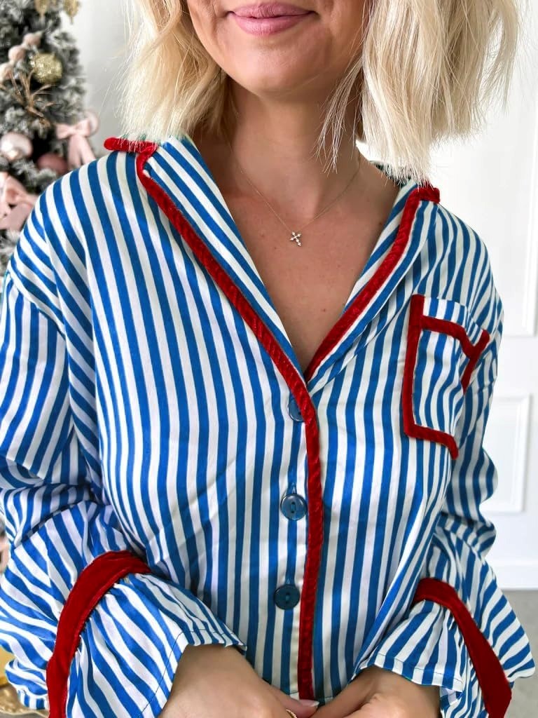 Women's Christmas Striped Pajama Set