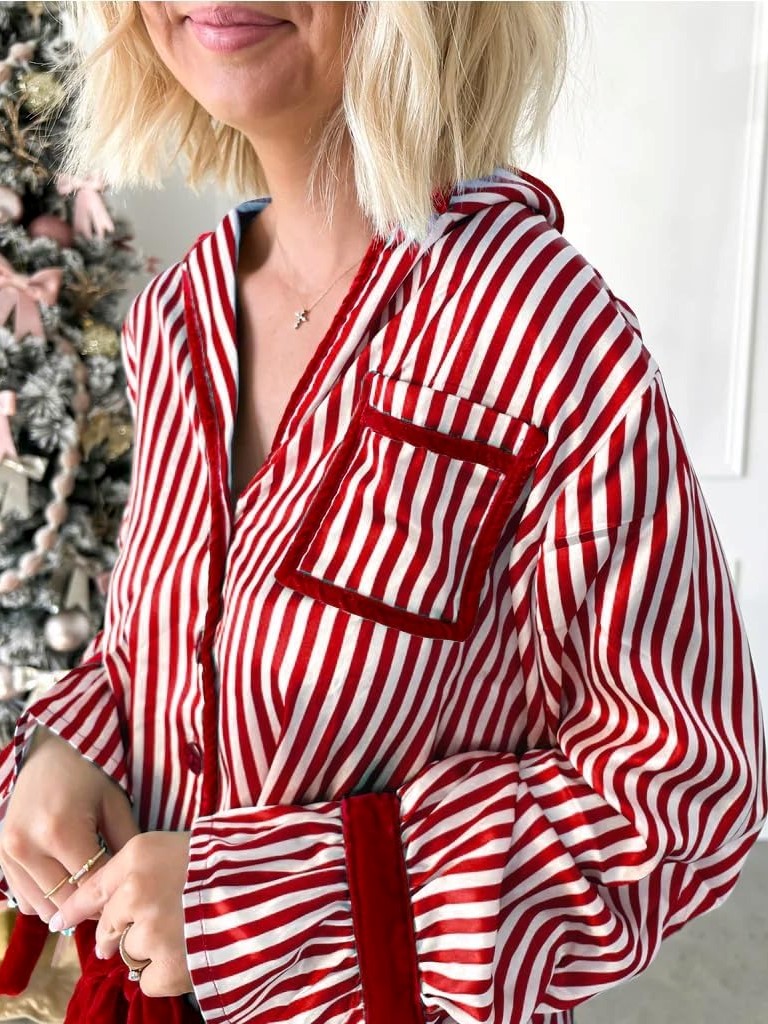 Women's Christmas Striped Pajama Set