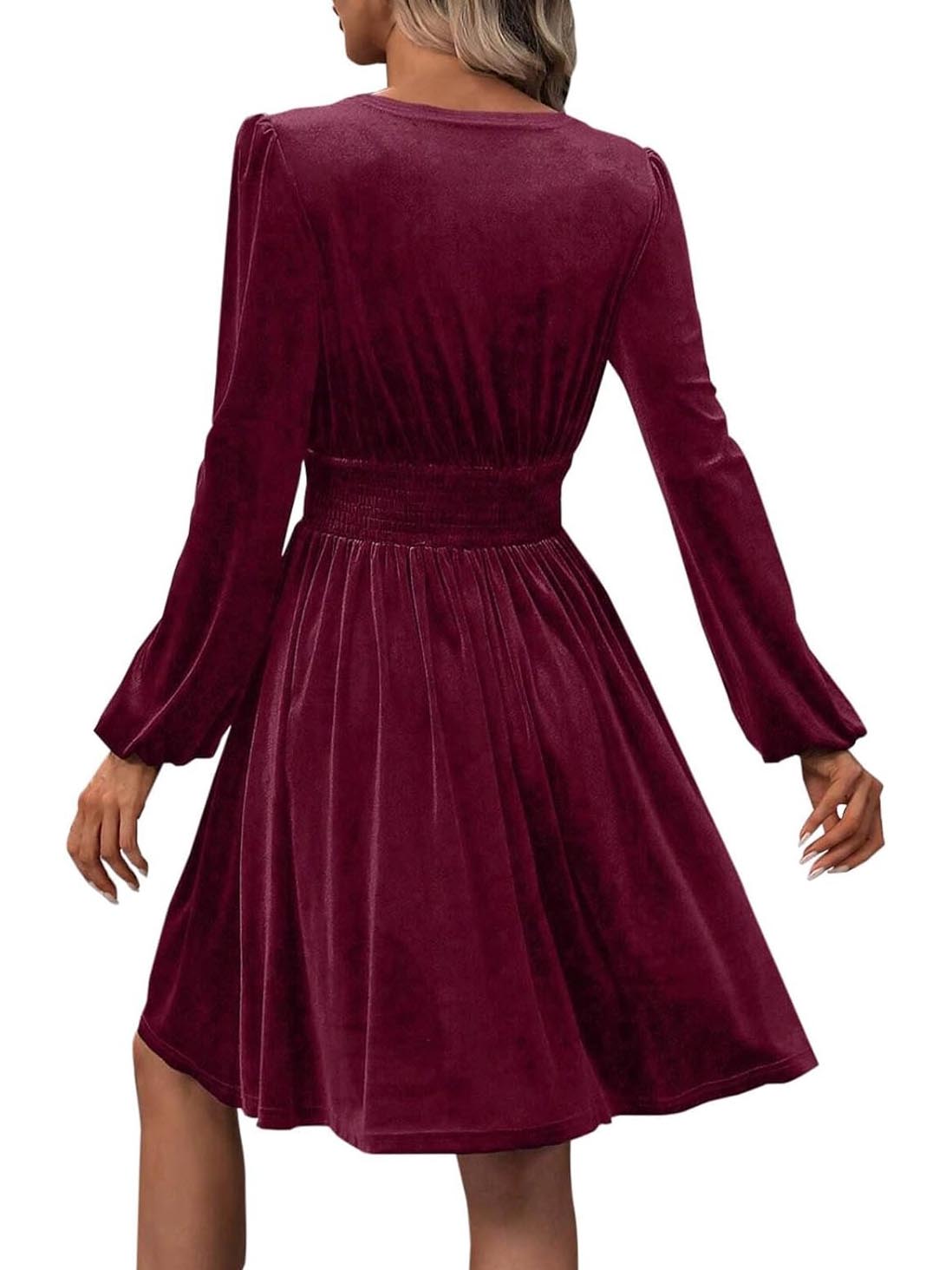 Women's Elegant V Neck Long Sleeves Velvet Dress (Buy 2 Free Shipping)
