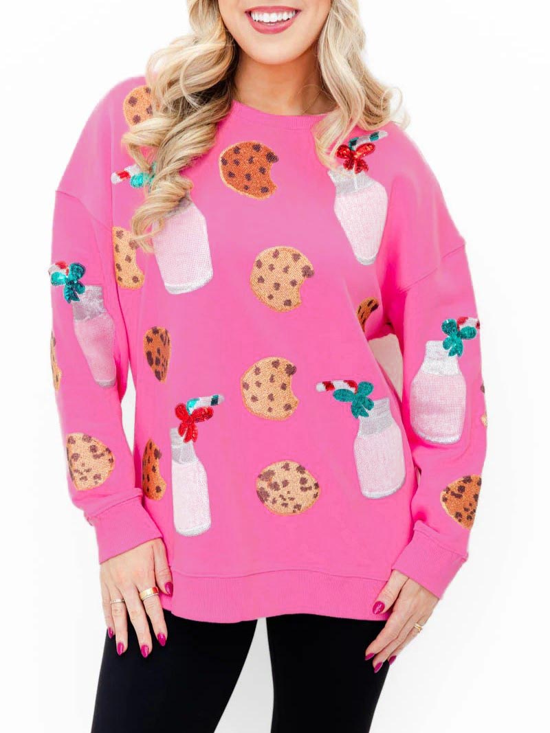 Women's Christmas Cozy Cookie Crush Sequin Sweatshirt