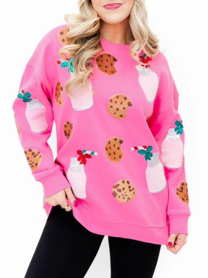 Women's Christmas Cozy Cookie Crush Sequin Sweatshirt