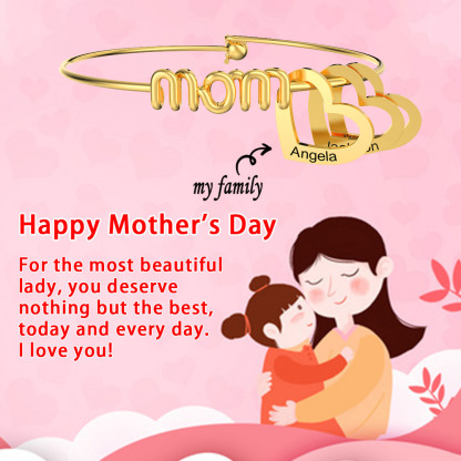 Mother's Day Gift - Personalized Mom Heart Bracelet