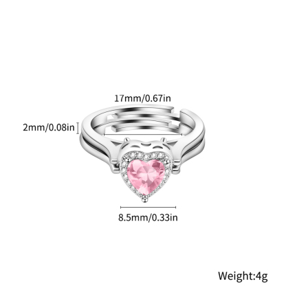 Halo Heart Cut Personalized Gemstone Reversible Ring