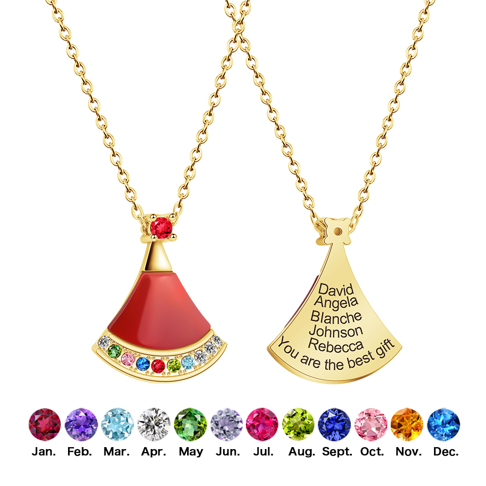 🥳"Christmas Hat" Birthstone Necklace