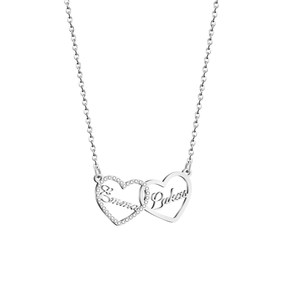 💕 Personalized Double Heart Name Necklace