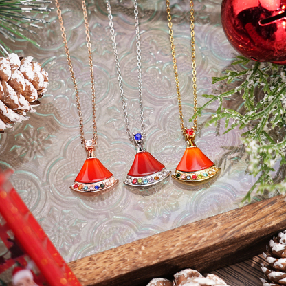 🥳"Christmas Hat" Birthstone Necklace