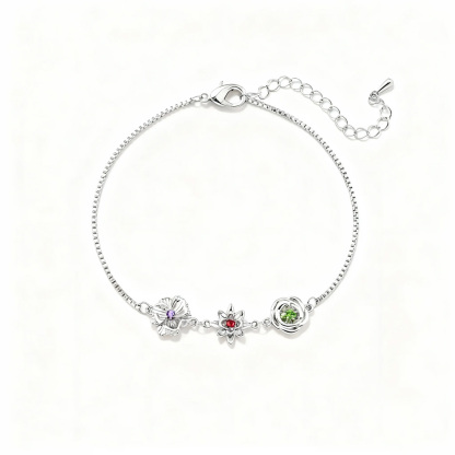 1-8 Three-Dimensional Birth Flowers Bracelet/Necklace Gift For Mom