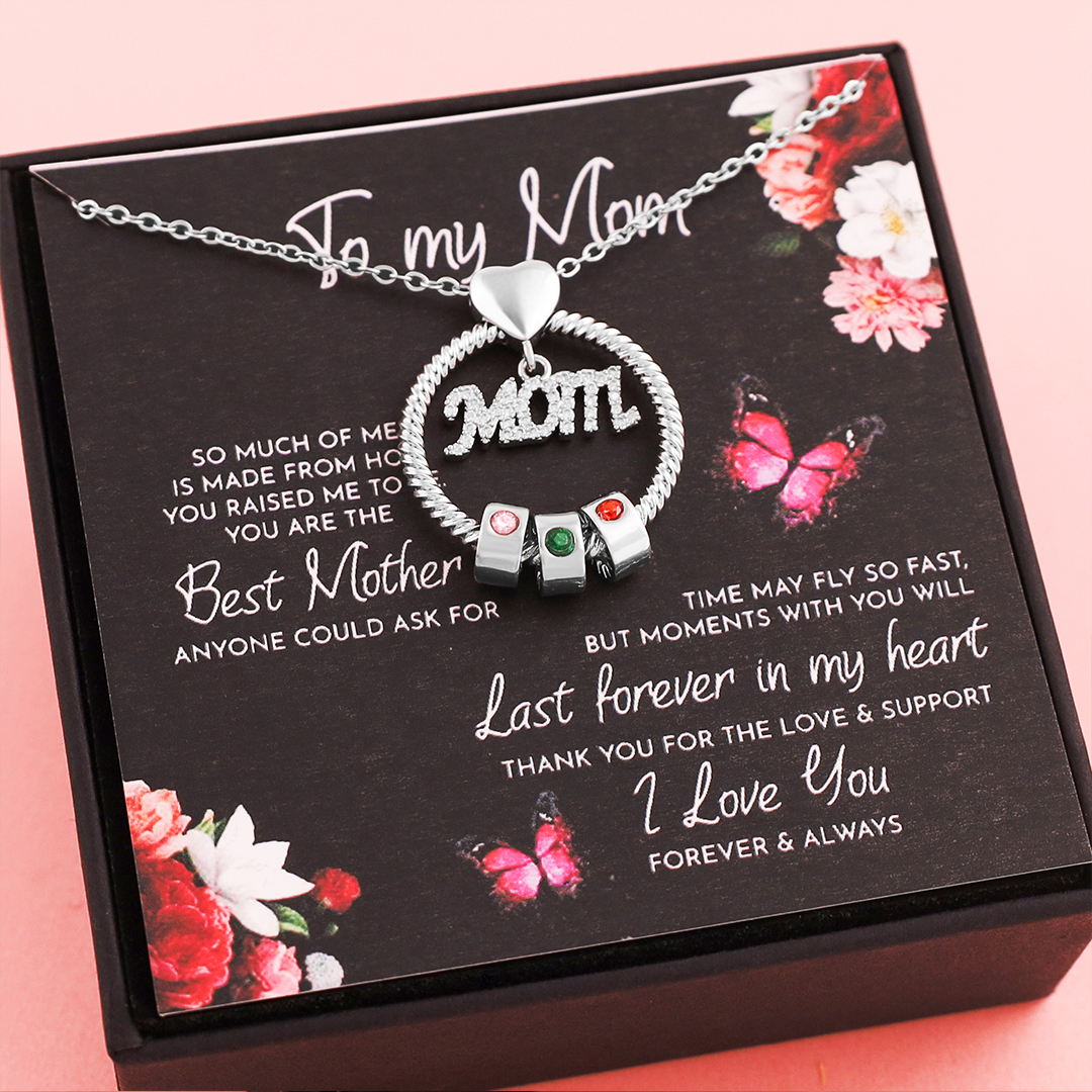 Personalized Necklace with 2 Birthstones Family Necklace For Mother