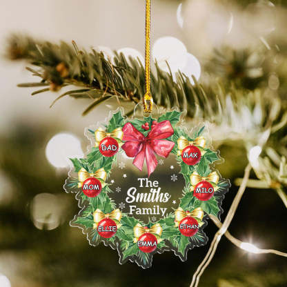Personalized Family Christmas Ornament, Christmas Wreath Ornament, Family Christmas Keepsakes, Christmas Gifts