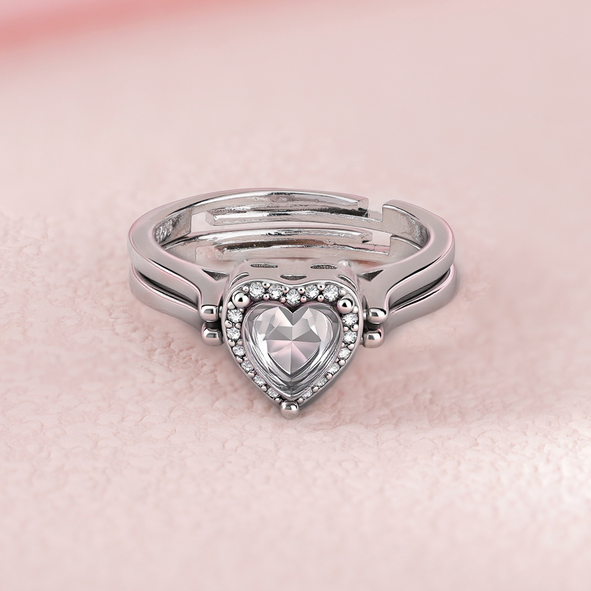 Halo Heart Cut Personalized Gemstone Reversible Ring