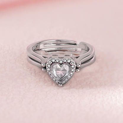 Halo Heart Cut Personalized Gemstone Reversible Ring