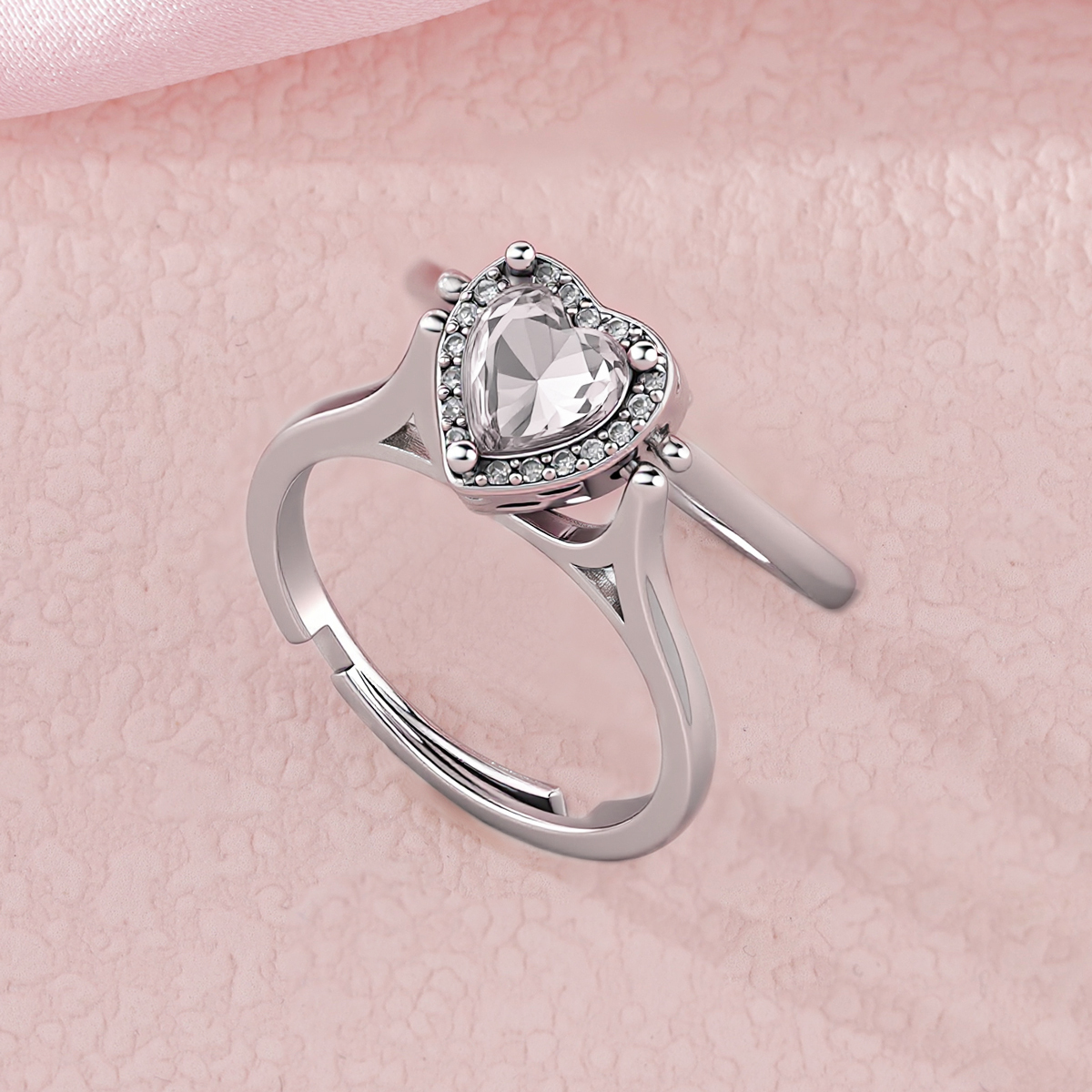 Halo Heart Cut Personalized Gemstone Reversible Ring