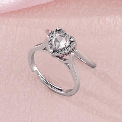 Halo Heart Cut Personalized Gemstone Reversible Ring