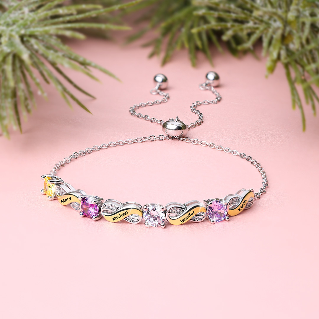 Custom Infinity Bracelet, Personalized Family Bracelet for Mom