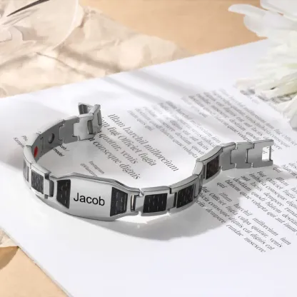 Personalized Men Bracelet wtih Name Custom Stainless Steel Bracelet For Him-Free Gift Box