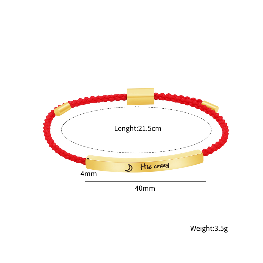 Valentine's Day Gift - Personalized Red Brown Braided Bracelet