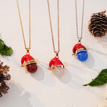 Christmas Hat Crystal Bead Necklace & Keychain