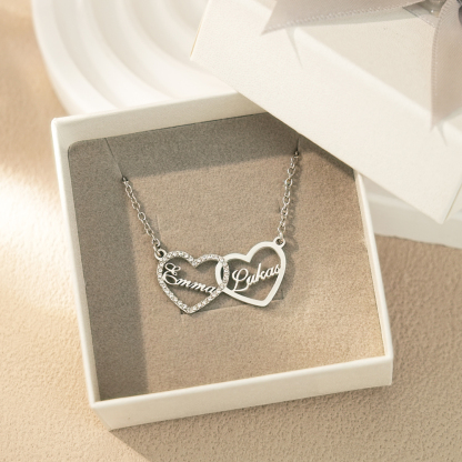 💕 Personalized Double Heart Name Necklace