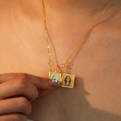 ✨ Diamond Photo Locket Necklace