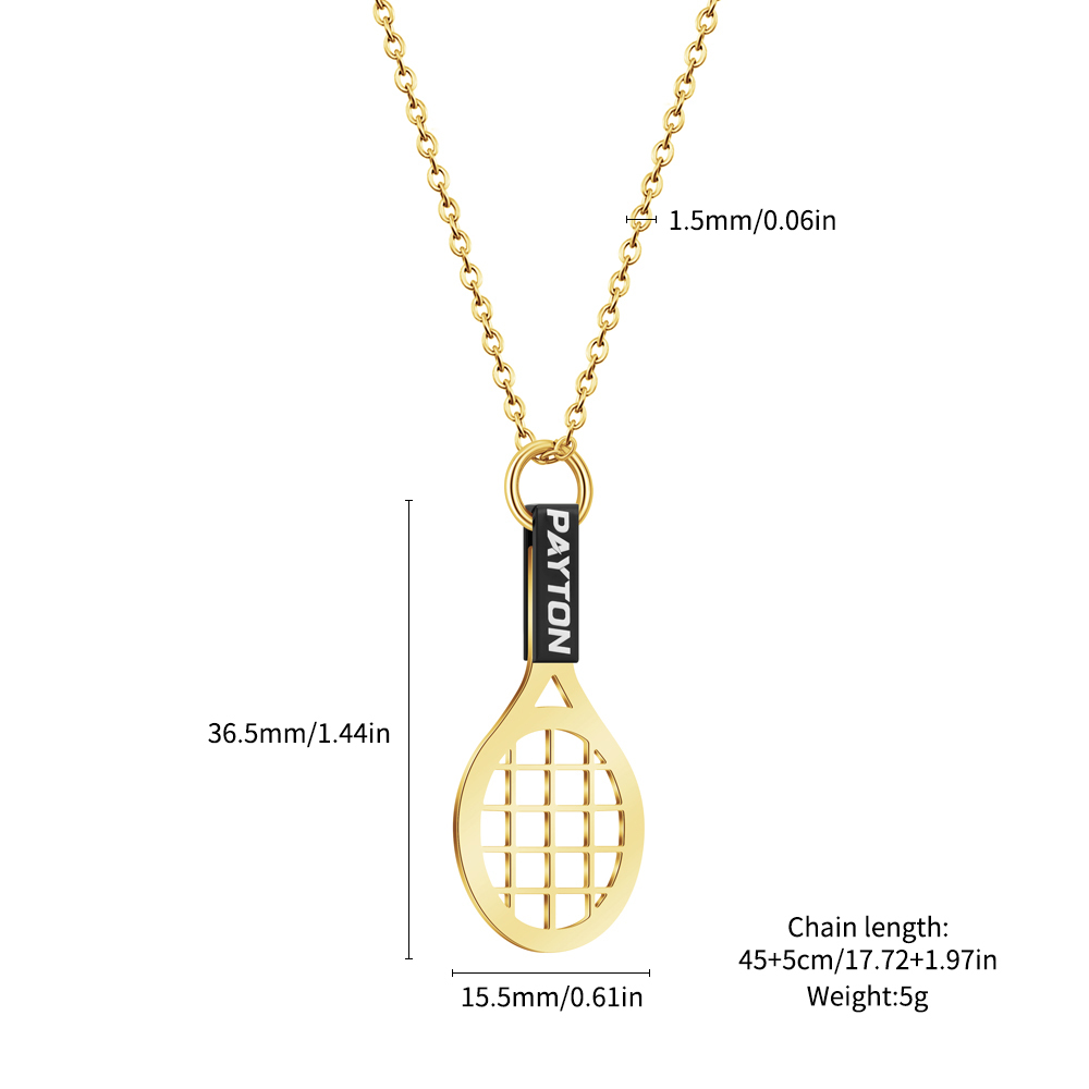 Personalized Tennis Racket Necklace