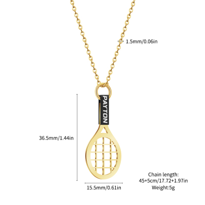 Personalized Tennis Racket Necklace