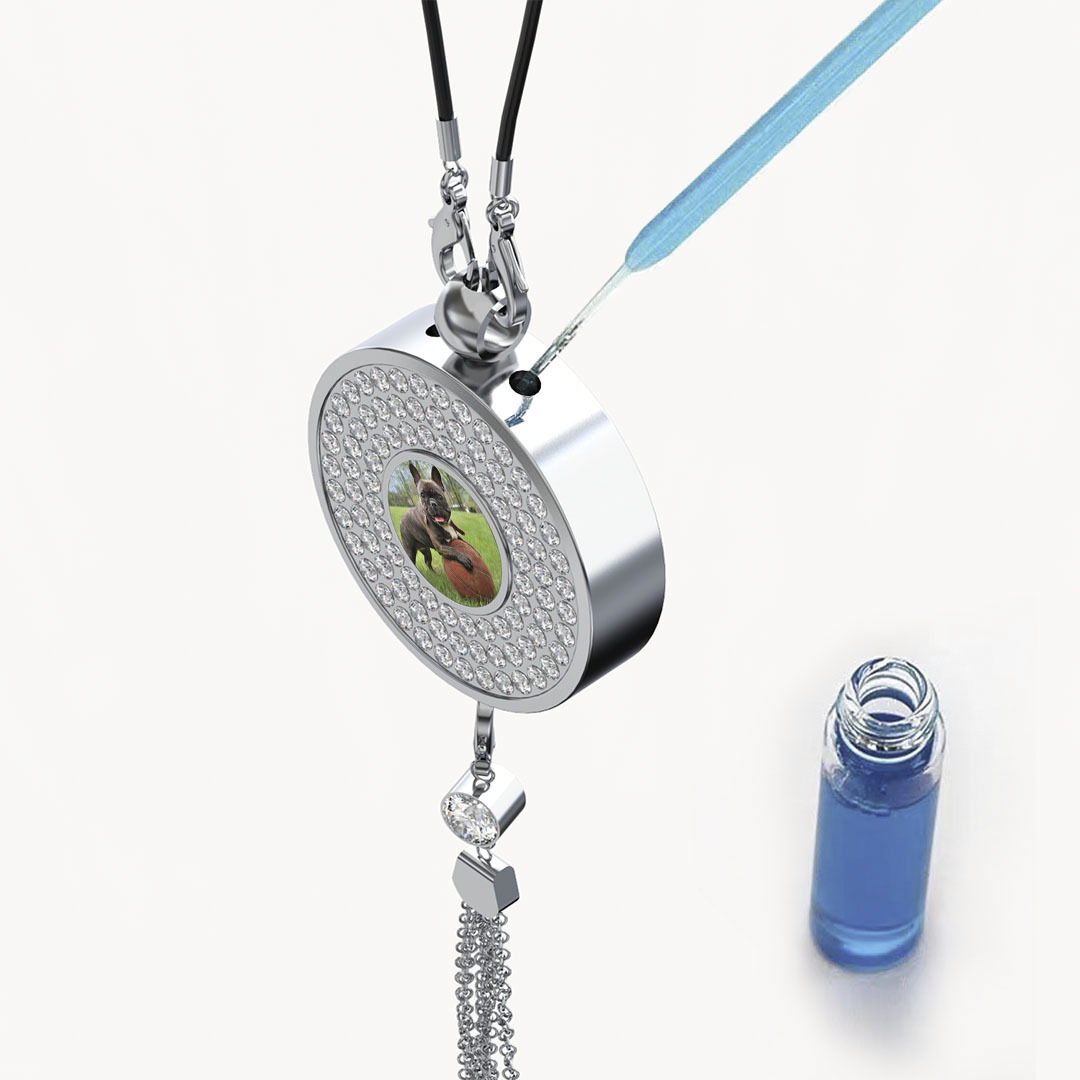 Personalized Car Perfume Photo Name Pendant