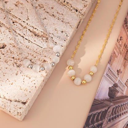 White Crystal Bead Necklace