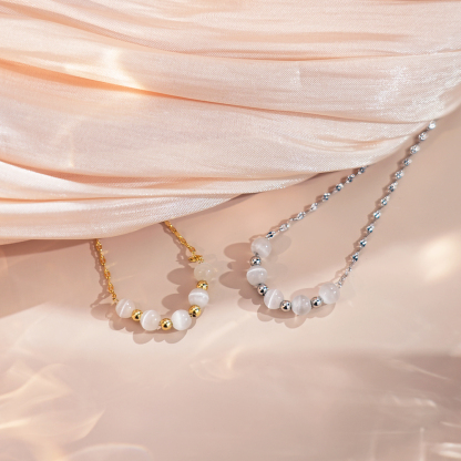 White Crystal Bead Necklace