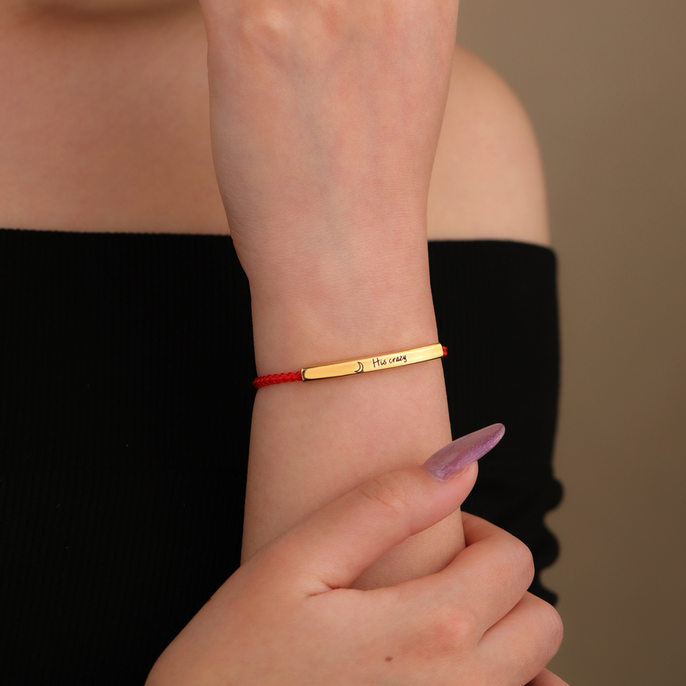 Valentine's Day Gift - Personalized Red Brown Braided Bracelet
