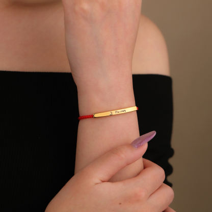 Valentine's Day Gift - Personalized Red Brown Braided Bracelet