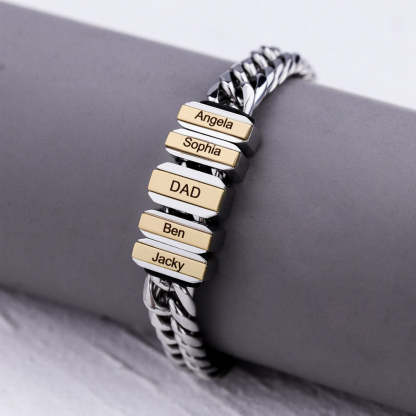 Father's Day Gift Cuba Link Men's Bracelet With Personalized Beads