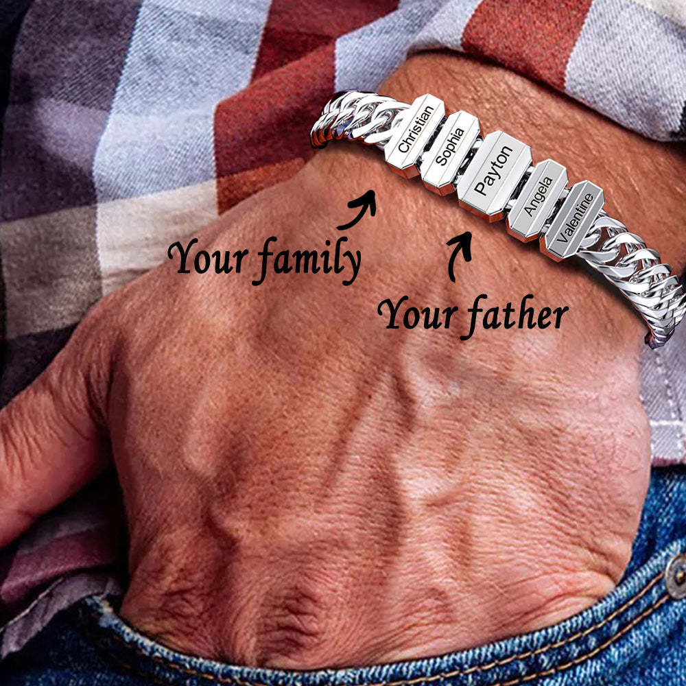 Father's Day Gift Cuba Link Men's Bracelet With Personalized Beads