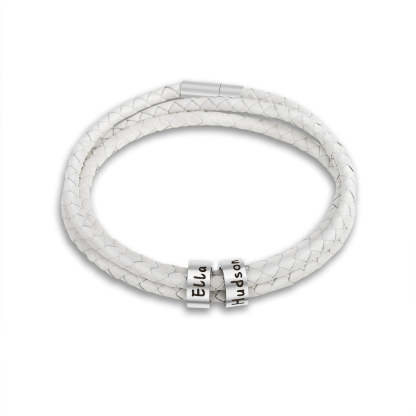 Christmas promotion🎄Men Braided Leather Bracelet with Small Custom Beads