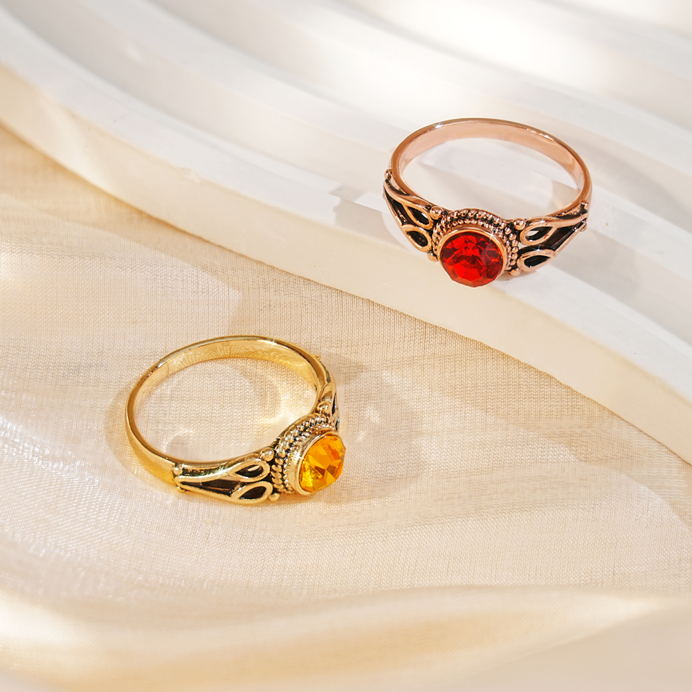 Round Birthstone Corroded Ring