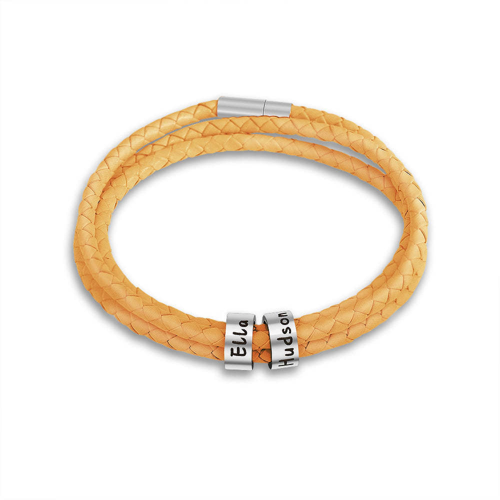 Christmas promotion🎄Men Braided Leather Bracelet with Small Custom Beads