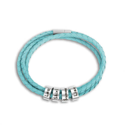 Christmas promotion🎄Men Braided Leather Bracelet with Small Custom Beads