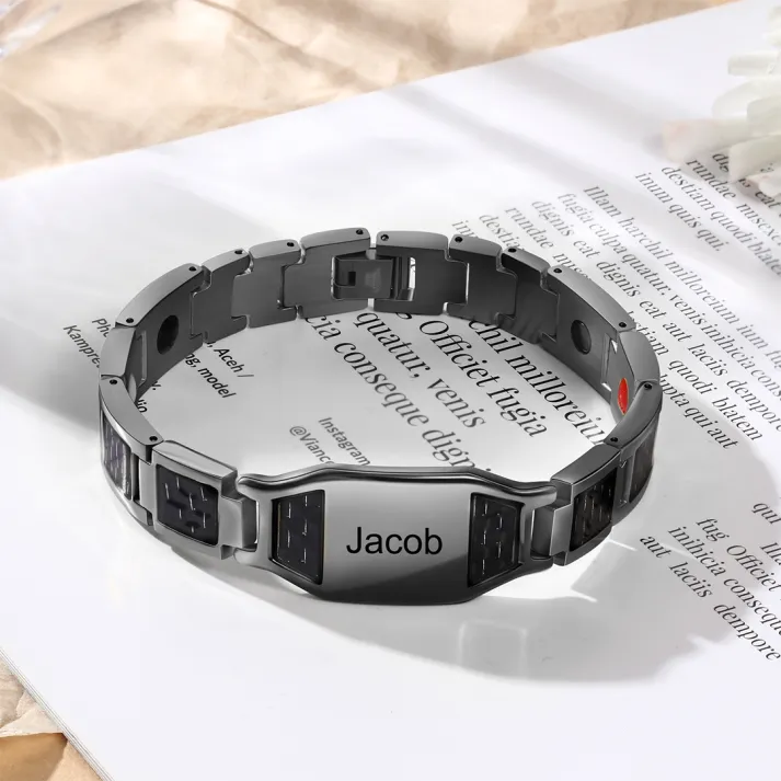Personalized Men Bracelet wtih Name Custom Stainless Steel Bracelet For Him-Free Gift Box