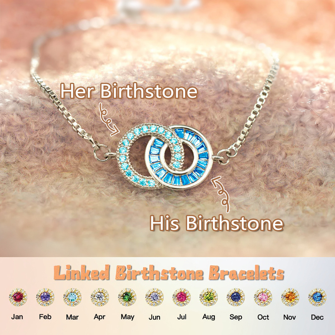  Valentine's Day Gifts💕 New Arrival Birthstone Bond Us Together Linking Circles Bracelet