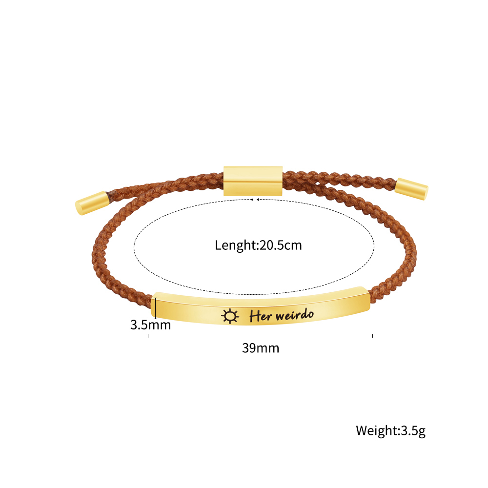 Valentine's Day Gift - Personalized Red Brown Braided Bracelet