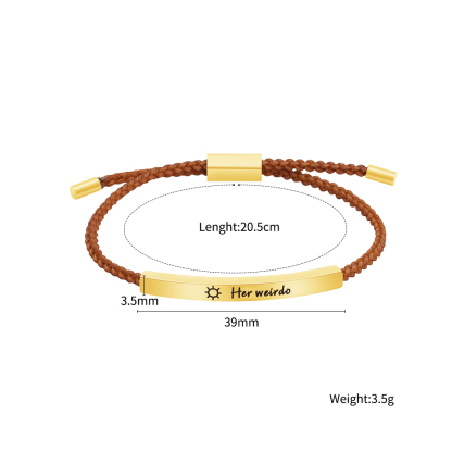 Valentine's Day Gift - Personalized Red Brown Braided Bracelet