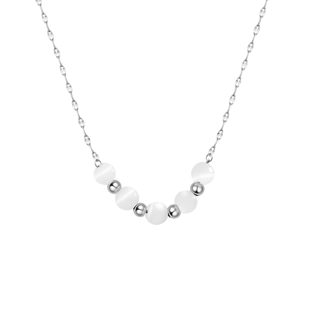 White Crystal Bead Necklace