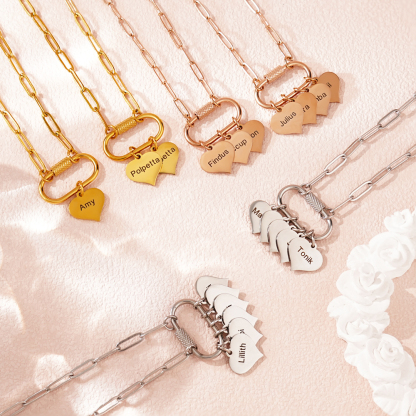 Personalized Multi-Heart Paperclip Chain Necklace