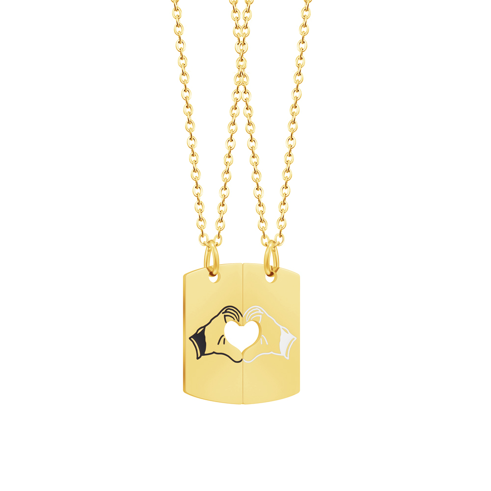 Valentine's Day Gift - Personalized Heart Square Necklace