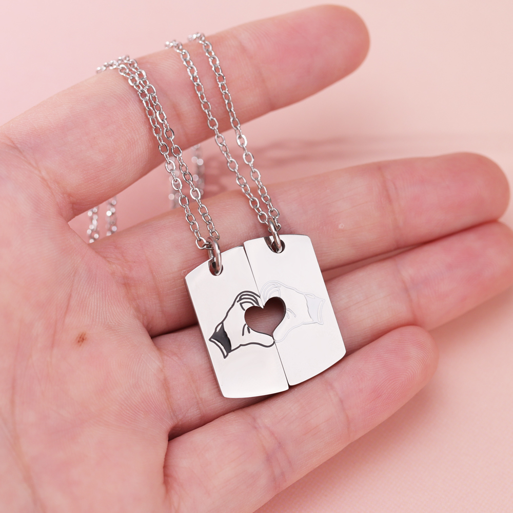 Valentine's Day Gift - Personalized Heart Square Necklace